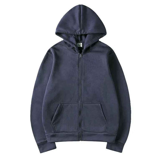 Unisex Zip-Up Hoodie – Autumn/Winter, Oversized Fit, Casual Streetwear Style.